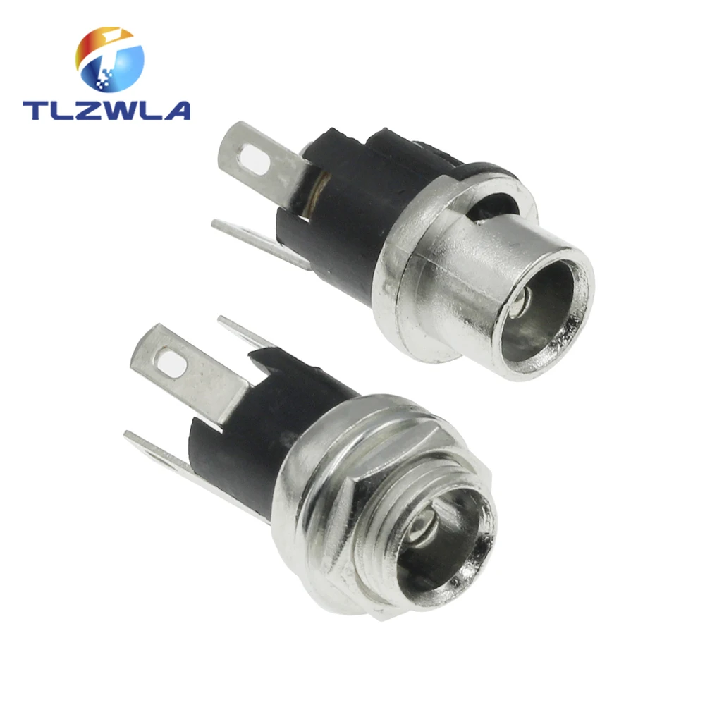 10PCS DC025M 5.5*2.1/2.5mm DC Socket With Nut 5.5x2.1/5.5x2.5 mm DC Power Jack Socket Female Panel Mount Connector