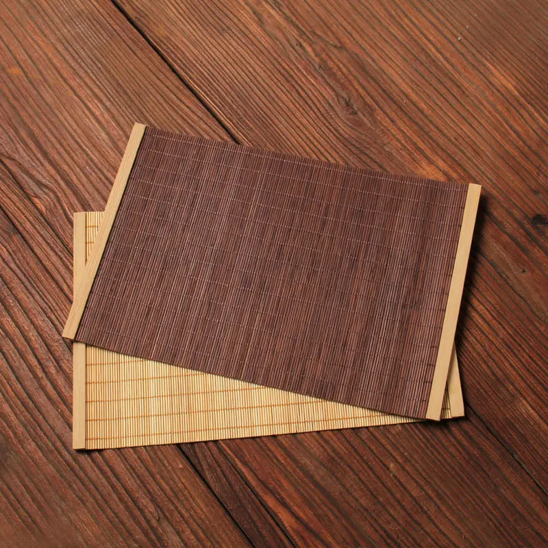 

2pcs New Natural Bamboo Table Mat Tea Dining Hot Insulated Table Runner Japanese Style Natural Woven Placemat Coaster Cup Pad