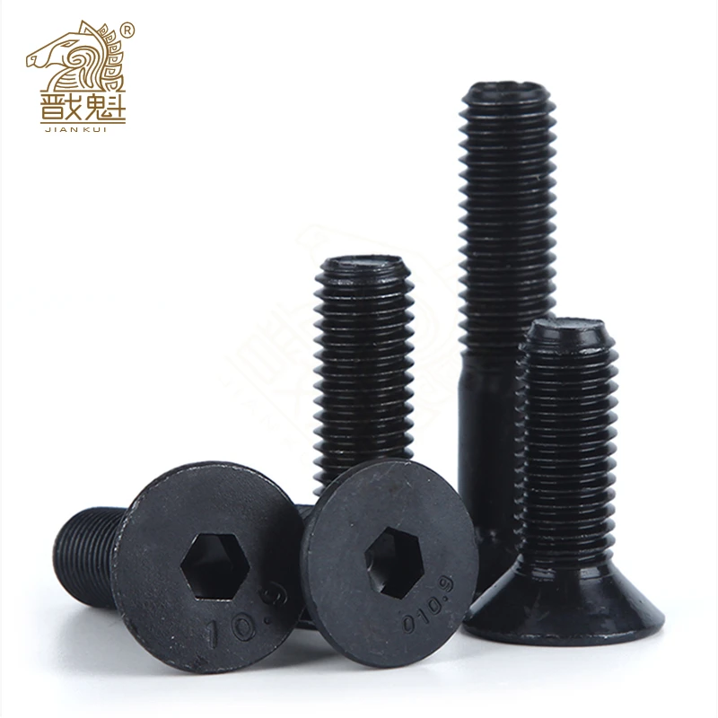 M1.6 M2 M2.5 M3 M4 M5 M6 M8 Black Grade 10.9 Steel DIN7991 Hexagon Hex Socket Head Flat Countersunk Allen Bolt Screw