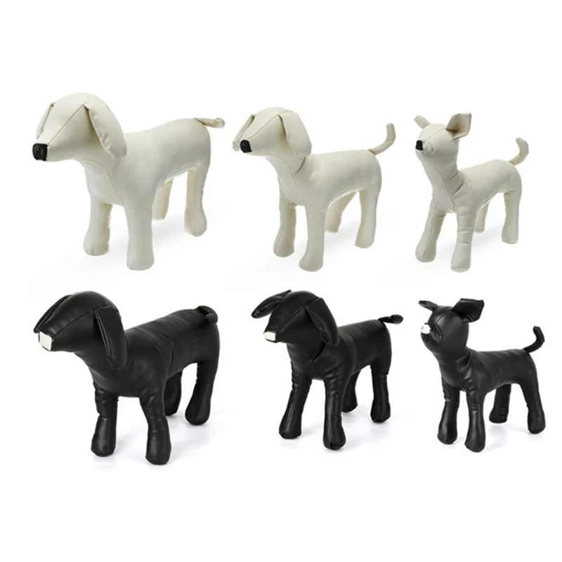 Leather Dog Mannequins Standing Position Dog Models Toys Pet Animal Shop Display Mannequin Black M