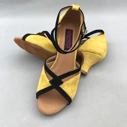 5cm low heel Latin Dance Shoes For women Salsa shoes pratice shoes comfortable latin shoes MS6233YBS Genuine leather