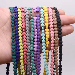 Red yellow purple green 6mm Peach Heart Hematite Natural Stone Spacer Loose Beads For Jewelry Making Diy Findings Accessories