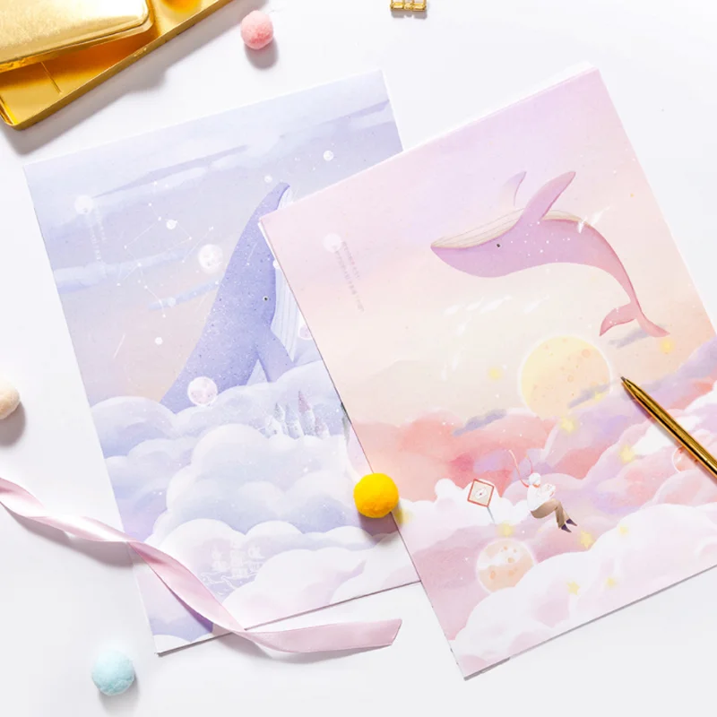 Cosmic Whale Envelope Letter Paper Set 3 Envelope 6 Sheets Letter Stationery Wedding Invitation Romantic Confession Love Writing