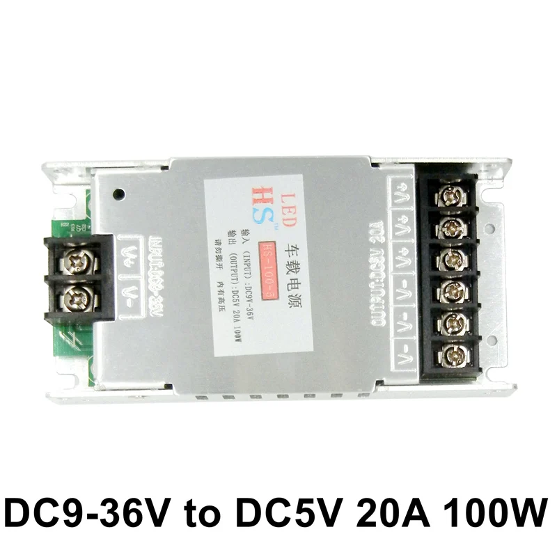 12V 24V DC To DC 5V 20A 100W Bus / Car Vehicle Led Display Power Inverter / DC-DC Buck Converter Step Down Module Transformer