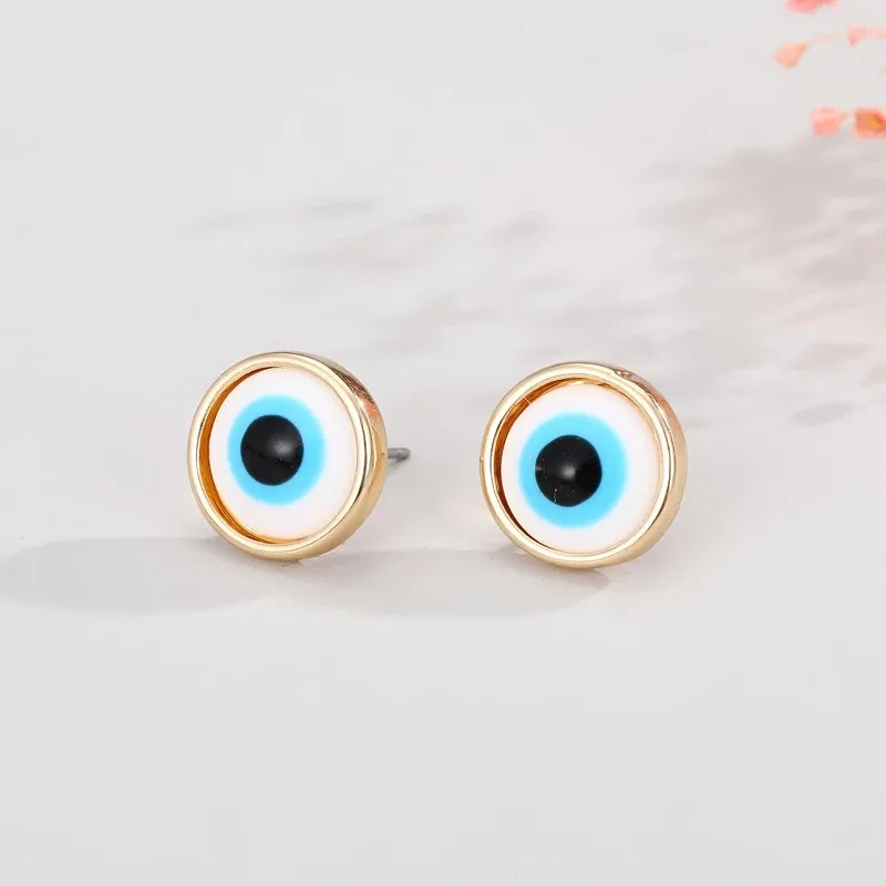 1Pair Heart Evil Eye Hoop Earrings For Women Gift Jewelry Fashion Simple Shiny Turkish Eye Fatima Hand Geometric Circle Earrings