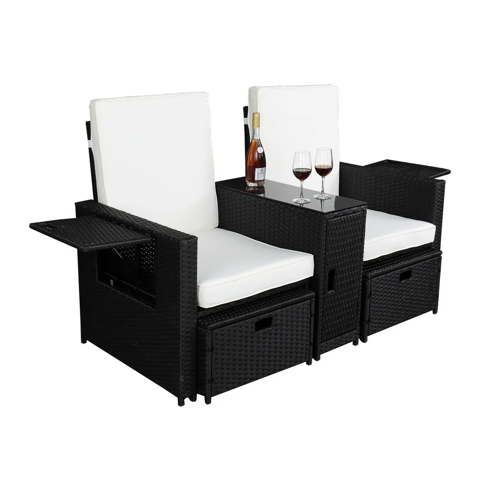 Liebhaber Sofa Fünf-Stück Set-2 (2/2) Vier-Draht Schwarz Terrasse Möbel Set Outdoor Möbel Set