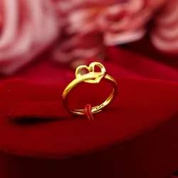 Genuine 14K Gold Jewelry Ring for Women Luxury Gold Heart Design for Women Wedding Fine Jewelry Christmas Gifts