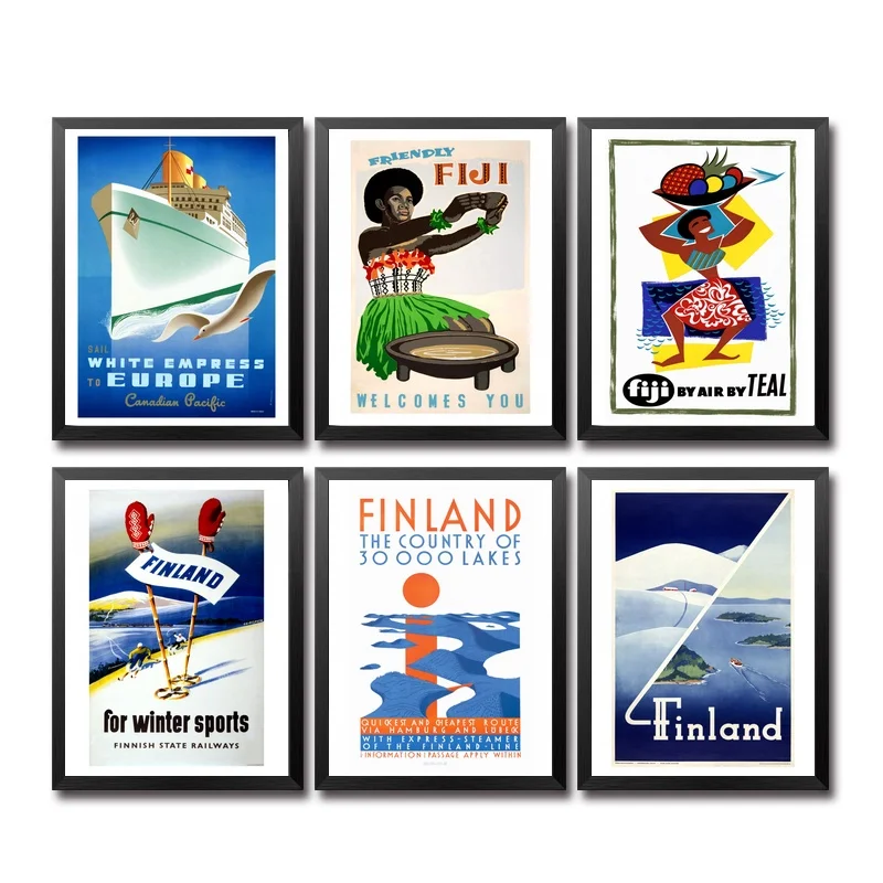 Europe Fiji Finland Vintage Travel Poster