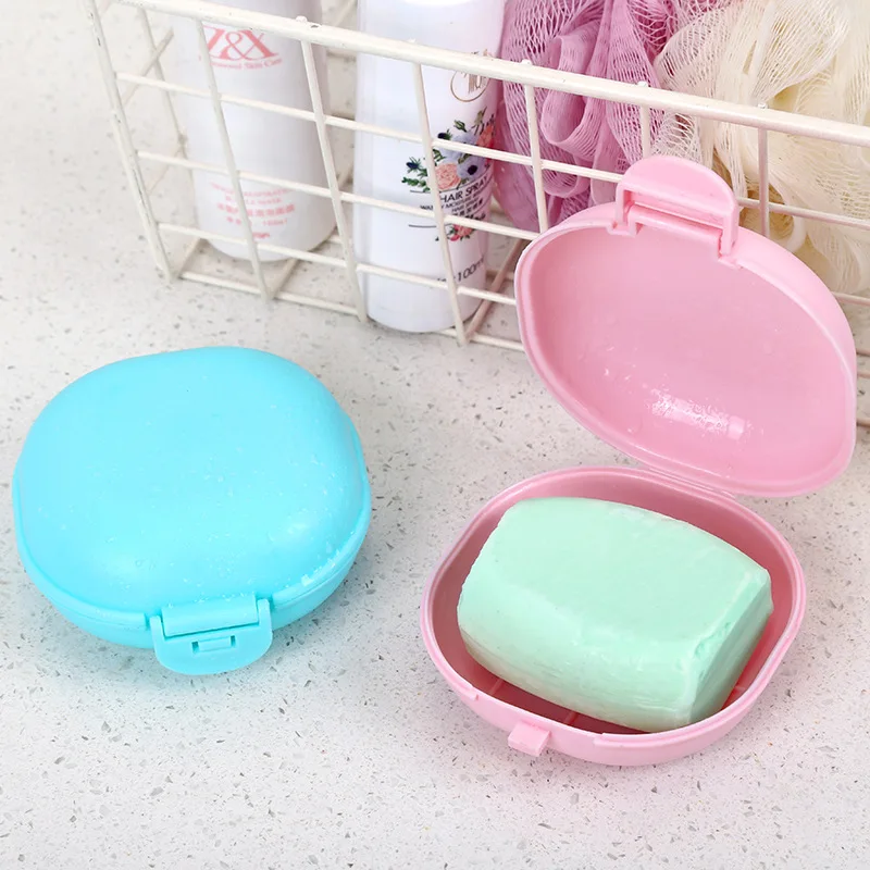 1PC Portable Travel Soap Case Plastic Soild Color Waterproofsoap Box With Cover Soap Box Bathroom Gadgets Soap Saver Soap Dish