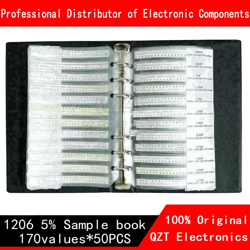 New 1206 SMD Resistor Sample Book 5%  Tolerance 170valuesx50pcs=8500pcs Resistor Kit 0R~10M