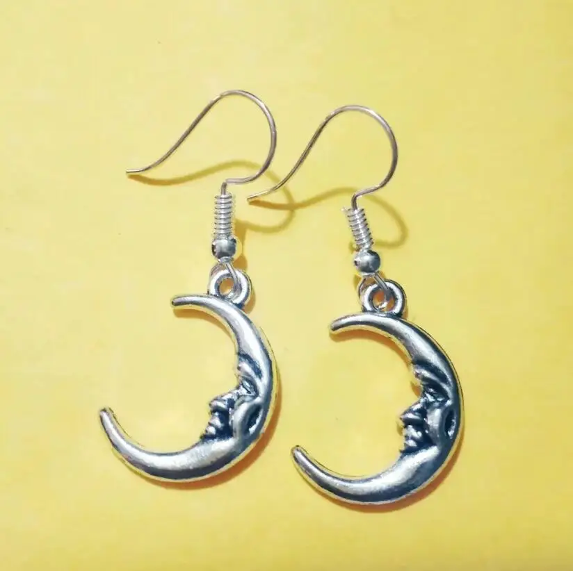 Fast shipping Crescent/moon smiley face Charm  Dangle Earring For Women With Gift Box DIY Findings Jewelry Y8