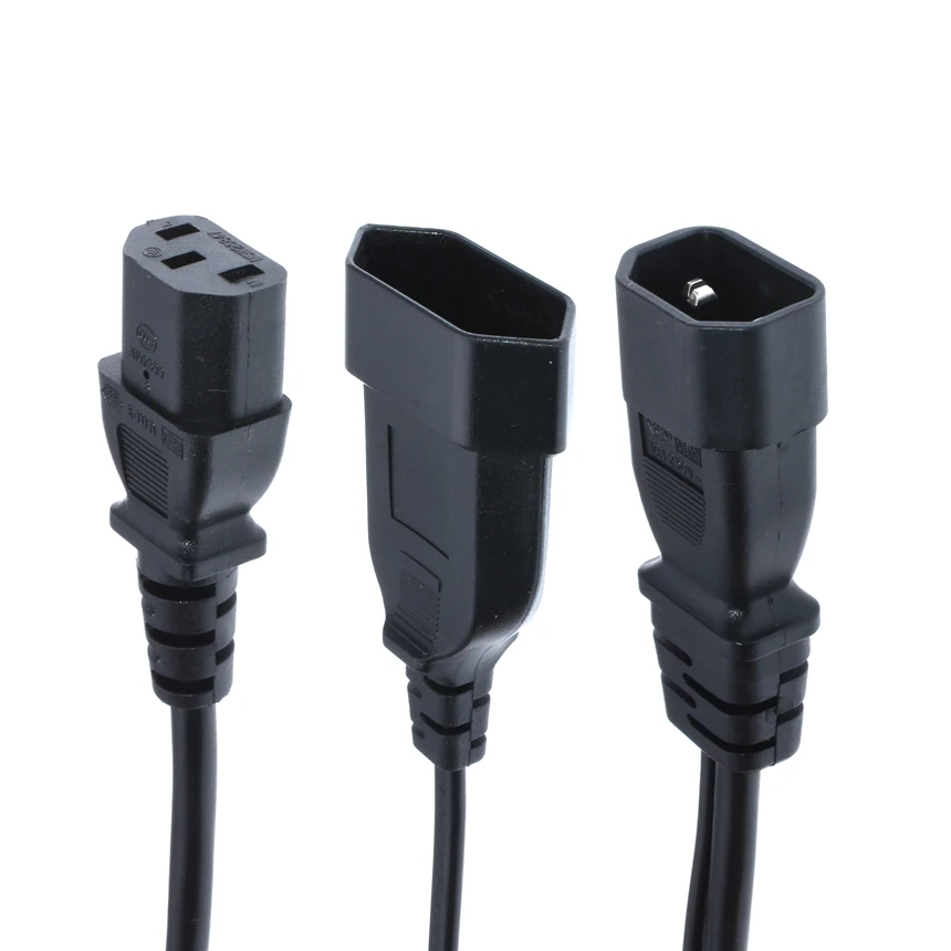 

Y Splliter Power Cord IEC320 C14 Plug 3-Prong Male Power Cable Cord AC Power Adapter to C13+ CEE7/16 2Pin Female Socket*