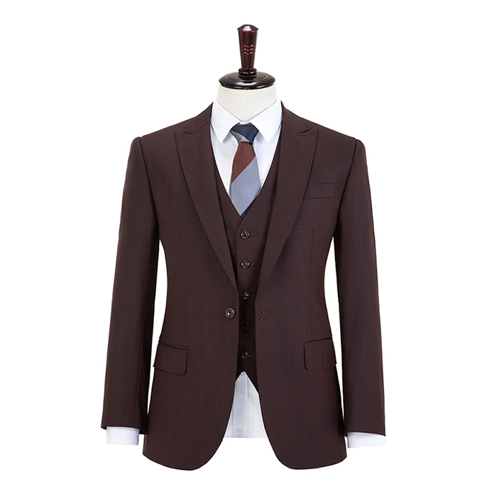 Custom Made high quality worsted wool one button Brick Red Business wedding suit Men Slim Fit Suit(jacket+pants+vest)