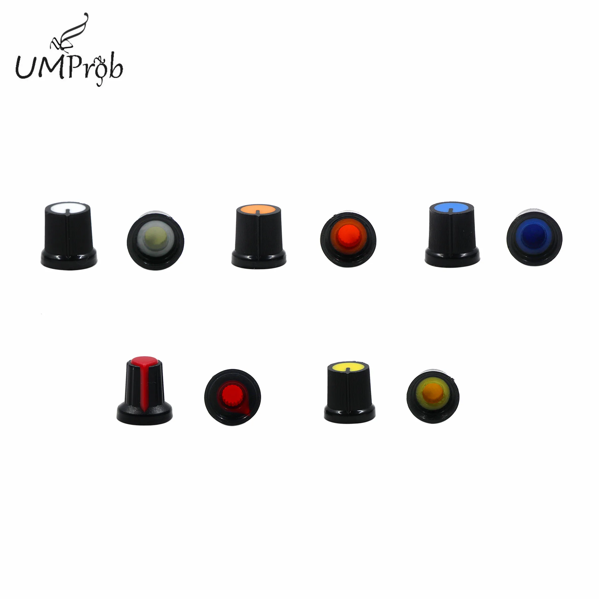 WH148 Potentiometer Knob cap(copper core) 15X17mm 6mm Shaft Hole AG2 Yellow Orange Blue White Red 5value*5PCS=25PCS