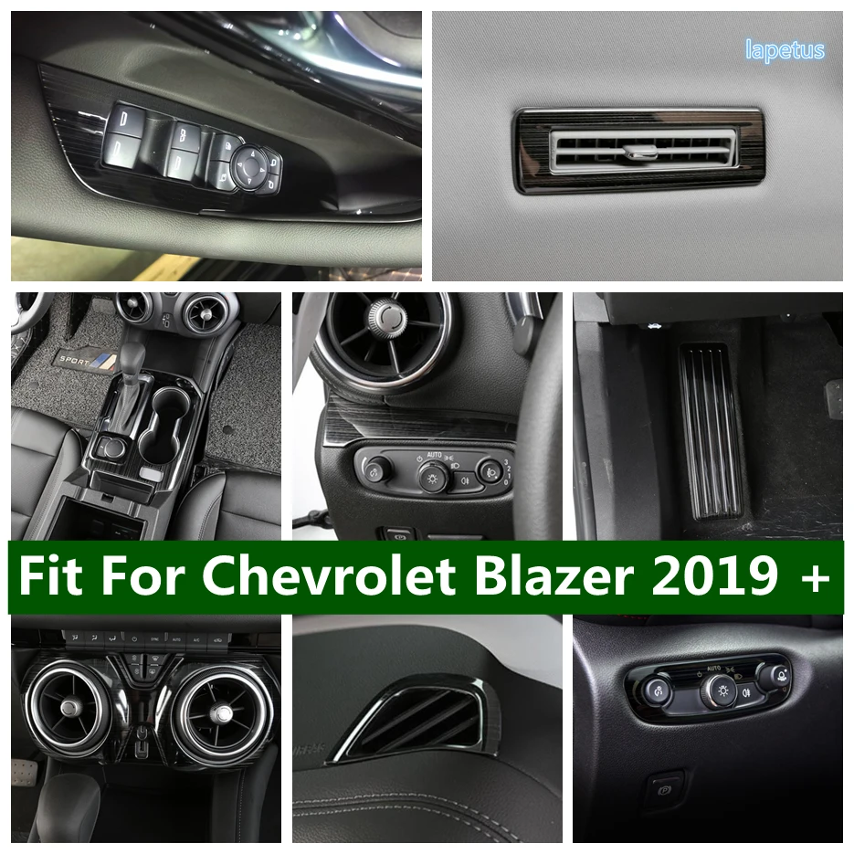 

Stainless Steel Interior Parts Fit For Chevrolet Blazer 2019 - 2023 Foot Rest Pad / Armrest Window Switch Open Close Cover Trim