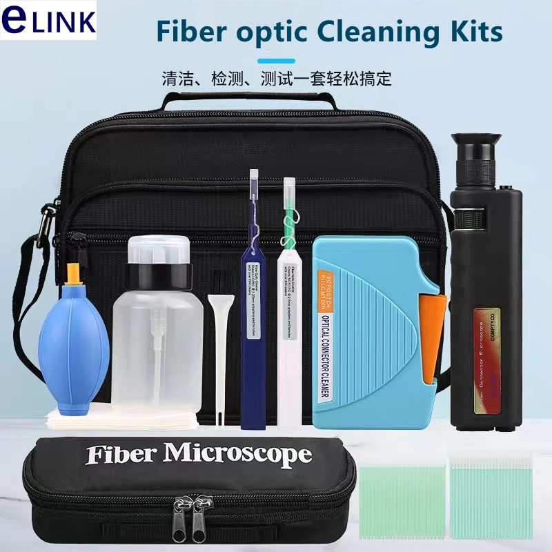 

Optical fiber cleaning kits (include 12 pieces), 1.25mm, 2.5mm, 400x magnifier, fiber optic cleaner box, ftthelink