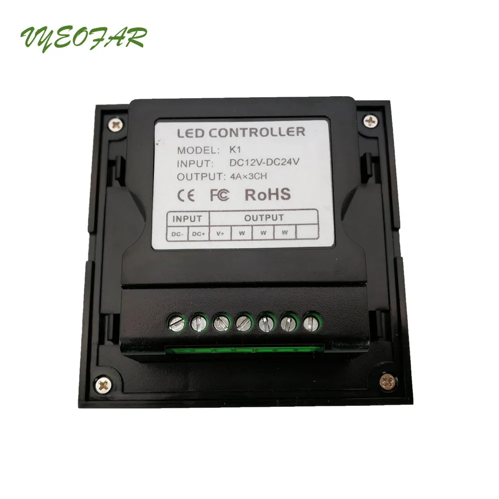 New Led Strip Dimmer Wall Mount Rotary Panel Controller 12V 4A 3 Channel Digital Display Single Color Strip Knob Switch