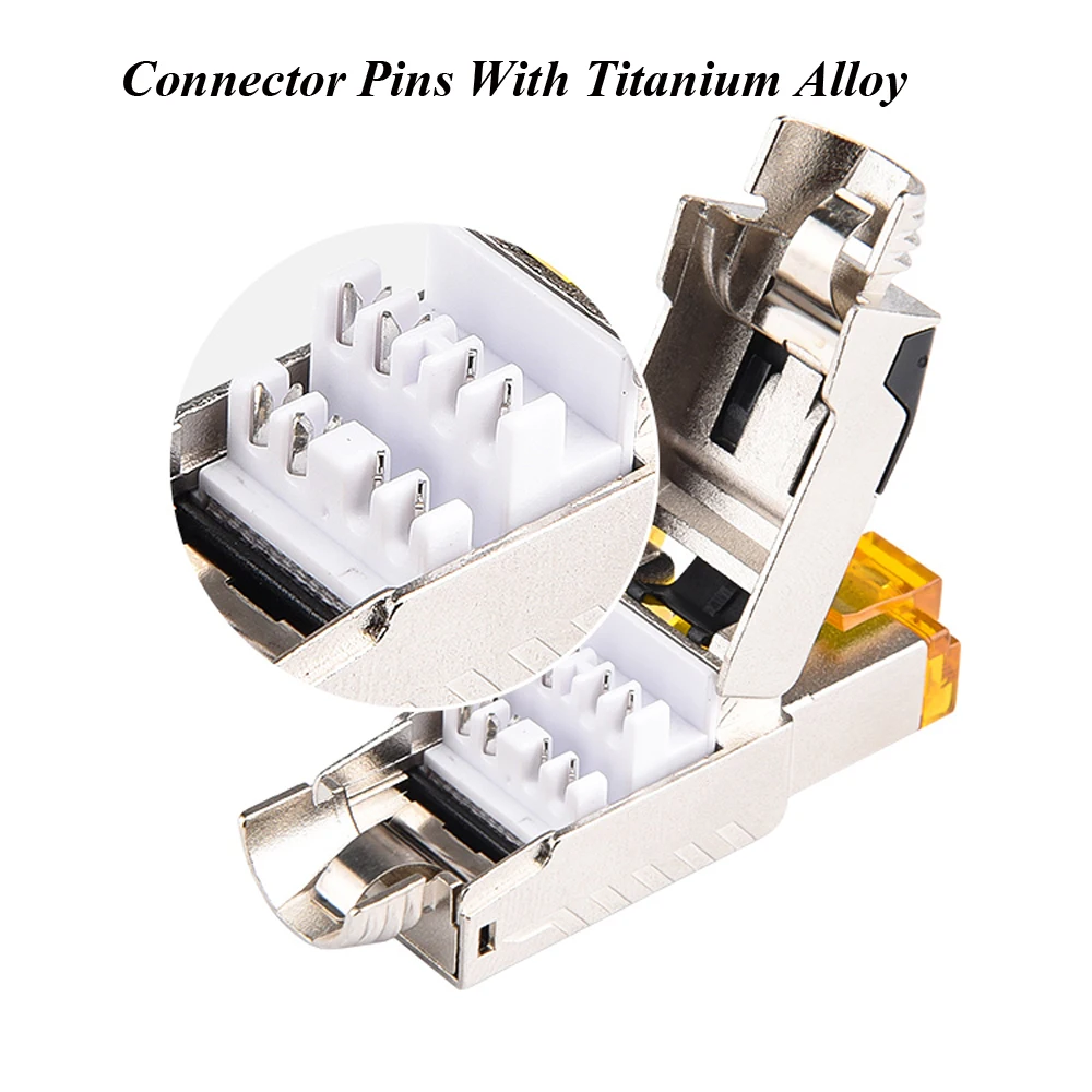 High-End-Werkzeug, kostenloser, einfacher Jack-Abschirmung, RJ45-Metalldruckguss-Feldanschlussstecker, Cat 7, Cat 8, 22–24 AWG – Detail 11