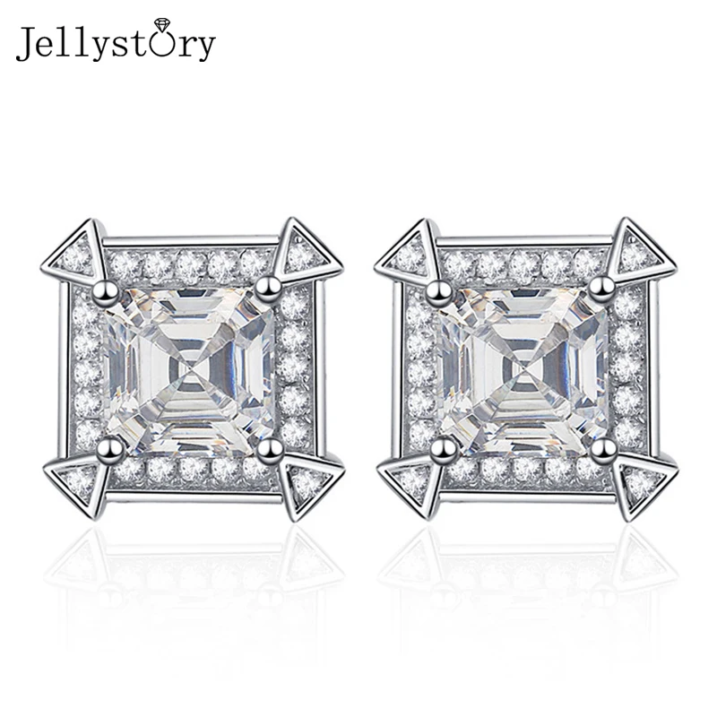 

Jellystory Роскошные серьги-гвоздики, серьги для женщин, серебро 925 Свадебные украшения Квадратные Серьги с драгоценными камнями модные вечерние подарки оптом 2021
