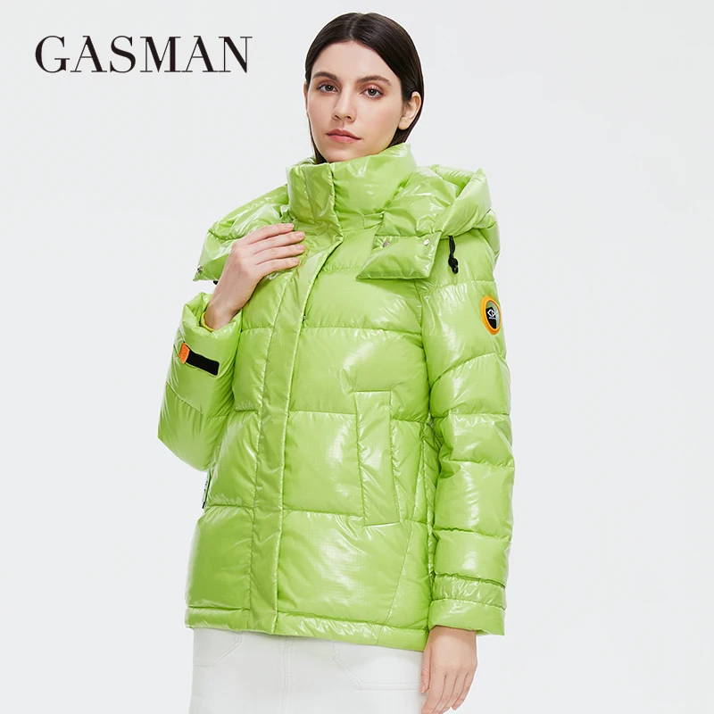 GASMAN-jaqueta branca com capuz curto para mulheres, parka impermeável, casaco de moda, personalidade, venda quente, inverno, novo, 2022, 81051