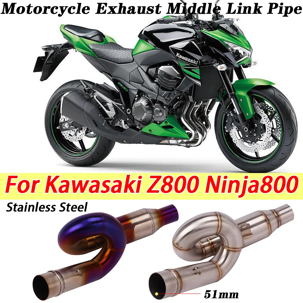 

51MM Motorcycle Exhaust Modified Middle Link Pipe Escape Muffler Middle Tube Slip on For Kawasaki Z800 Ninja 800 Stainless Steel