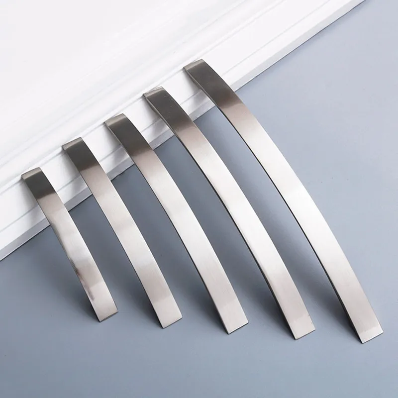 Aluminum Alloy Furniture Handle Brushed Silver Kitchen Door Handles Cabinet Handles Drawer Knobs Wardrobe Drawer Pulls