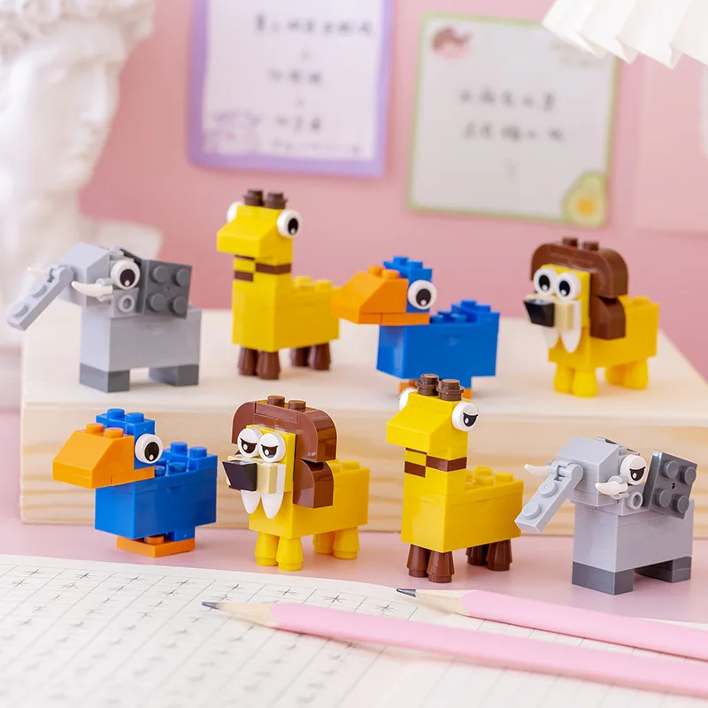 1PC New Kawaii Building Block Pencil Sharpener Cute Cartoon Animal Pen Sharpener for Kids Gifts School Supplies Stationery