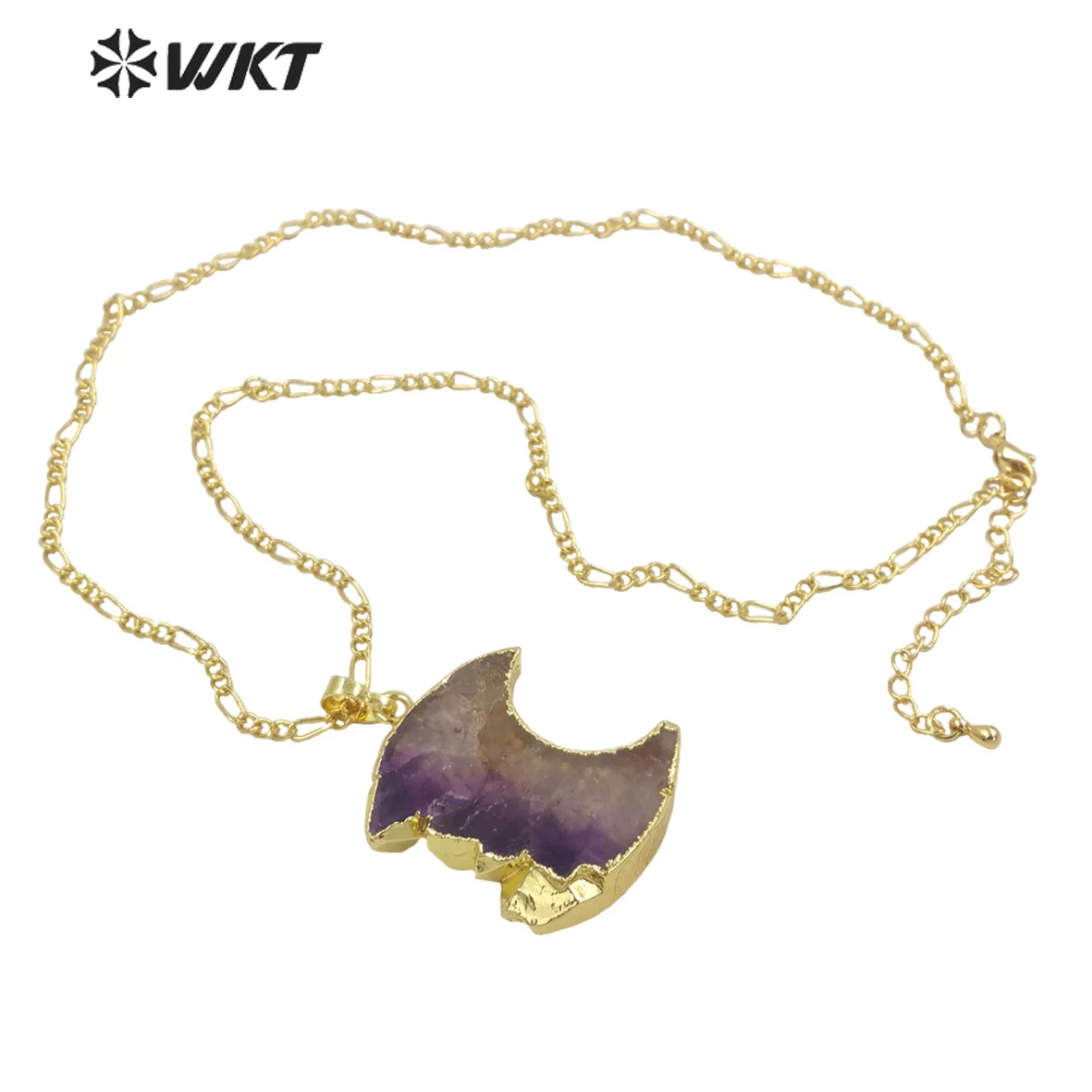 WT-N1316 2021 New hot natural Amethysts Irregular gold Moon shape Pendant for women birthday and anniversary gift procurement