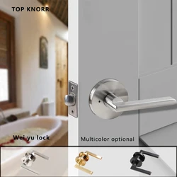 TOPKNORR Keyless Door Lock Toilet Circular Zinc Alloy Three-Bar Door Handle Interior Toilet Bathroom Lock Furniture Accessories