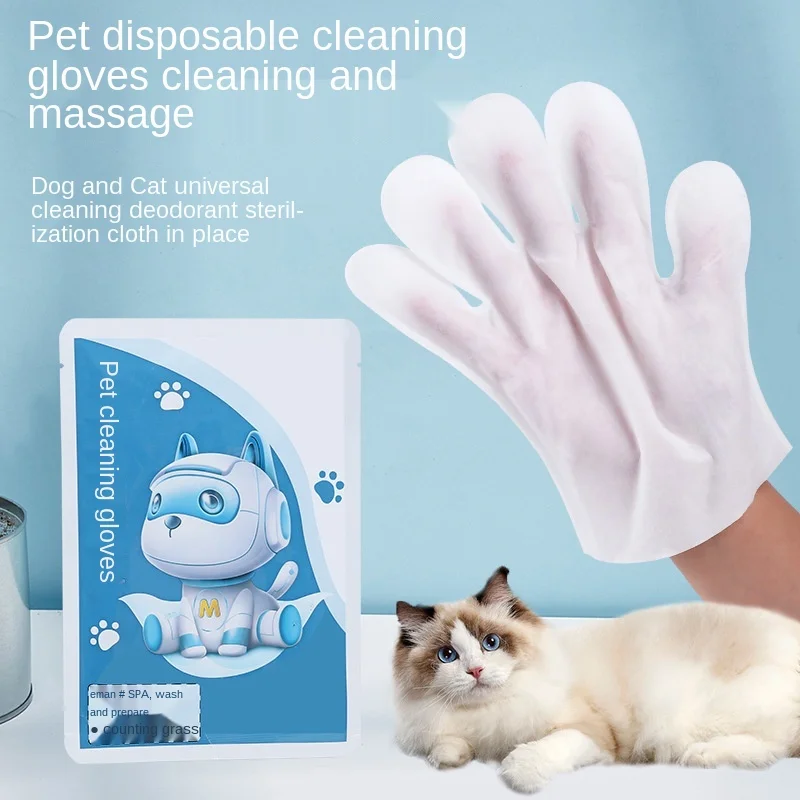 2pcs Cats dogs wet wipes massage gloves cleaning grooming tools pet SPA dry Dog hair
