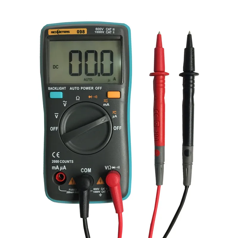 Imagem -03 - Multímetro Digital 2000 Contagens Auto Ranging ac dc Amperímetro Medidor de Tensão Voltímetro Ohm Tester Richmeters-rm098