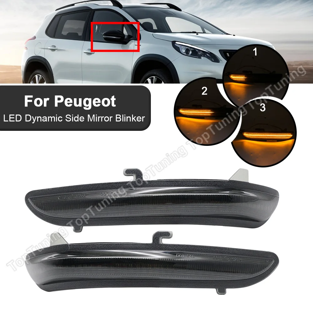 

2PCS LED Dynamic Side Mirror Blinker Signal Lights For Peugeot 208 2008 2013 2014 2015 2016 2017 2018 2019 2020 For Citroen C3