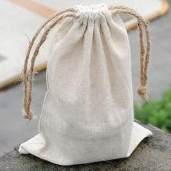 Custom Logo Cotton Linen Drawstring Bag Retro Gift Pouch for Jewelry Cosmetics Small Items Wholesale Packaging Bags