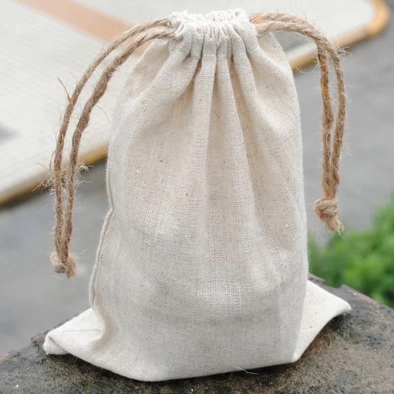 Natural Linen Gift Bags Burlap Drawstring 5x7cm 7x9cm  9x12cm 10x15cm pack of 50 Makeup Jewelry Packaging pouches