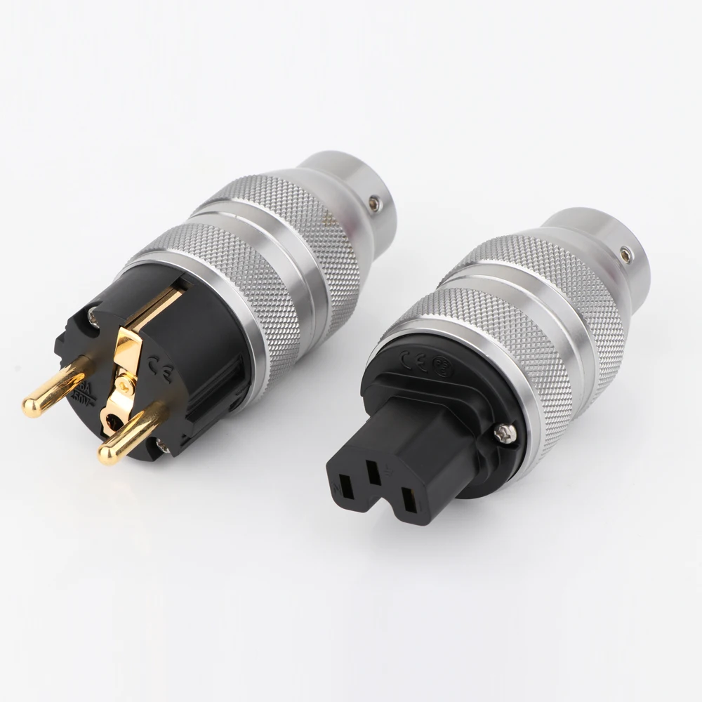 Paar EU Power Stecker Aluminium legierung IEC C15 Audio Stecker HiFi AC Netzkabel Stecker adapter Für Audiophile DIY Netz Kabel – Detail 10