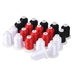 Simthread Polyester Embroidery Machine Thread 21 Upgraded Snap Spools  800Y - 3 Classic Colors, White Black Red or Grey