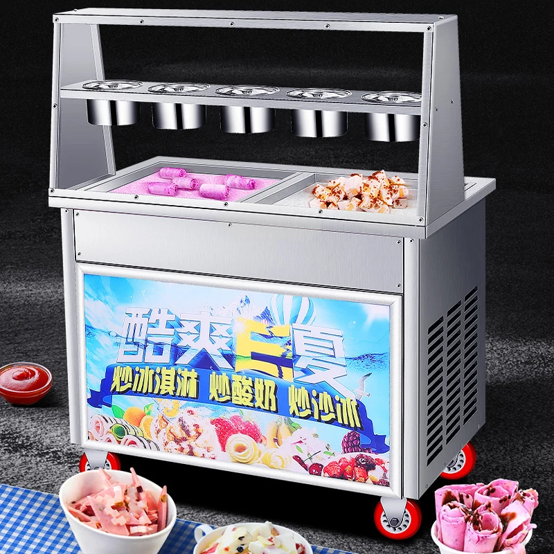 

Top quality commercial frozen yogurt ice cream roll machine 1800W electric fried milk ice cream machine