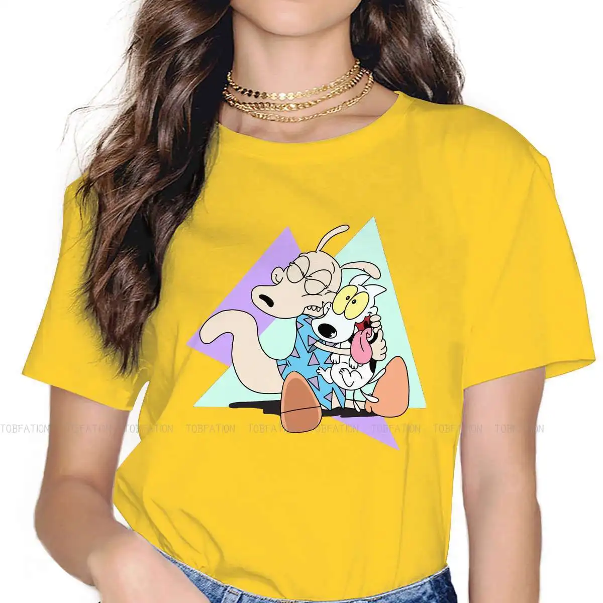 The Ren Stimpy Show Comedy Fantasy TShirt for Woman Girl Rocko Modern Life 5XL Summer Tee T Shirt Novelty Fluffy