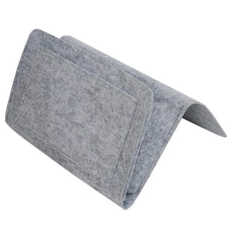 Filz-Nachttisch-Organizer, rutschfester Sofa-Seiten-Aufbewahrungsbehälter mit Fernbedienungshalter und Taschen für Schlafzimmer und Wohnzimmer – Detail 6