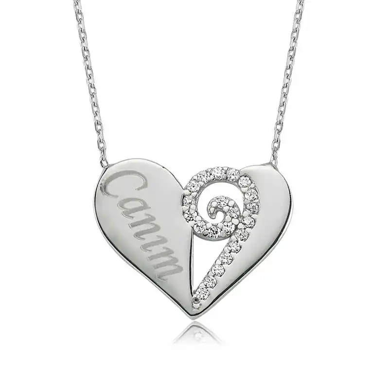 Silver Dear Heart Necklace 925 Women Sterling Fine Jewelry Wedding Party Birthday Gift - Box - Pendant - Chain Choker - Female - Ladies - Fashion