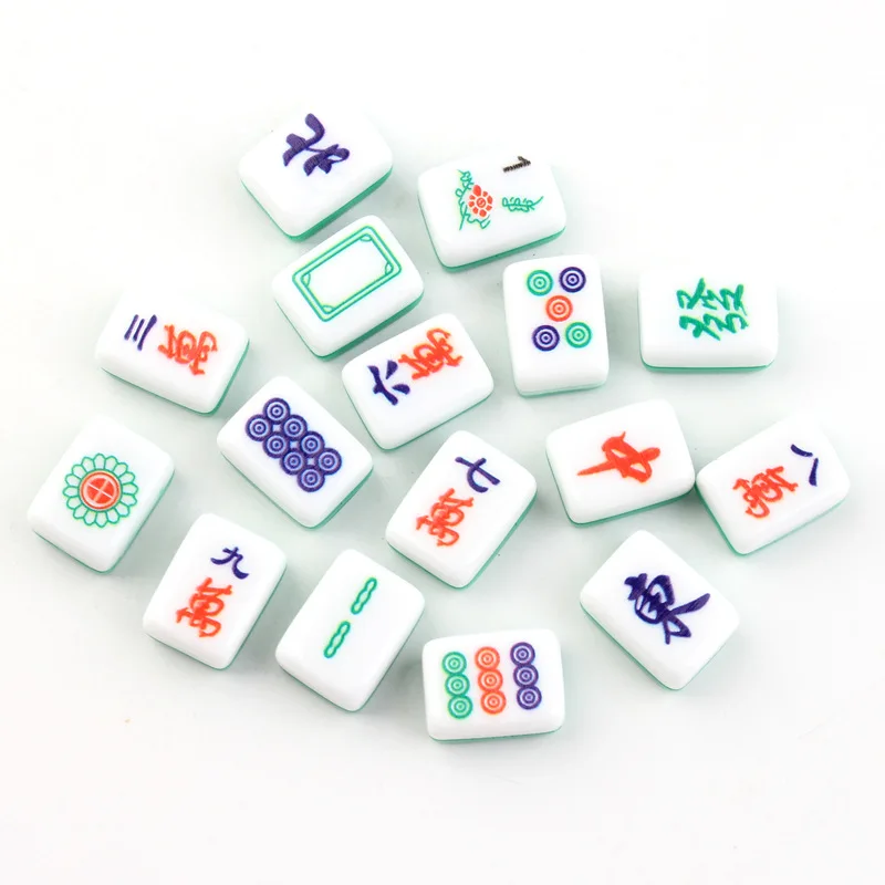 16Pcs Kawaii Resin Mahjong Chinese Style Miniature Cabochon Art Supply DIY Earring Craft Decoration Homemade Gift Phone Deco