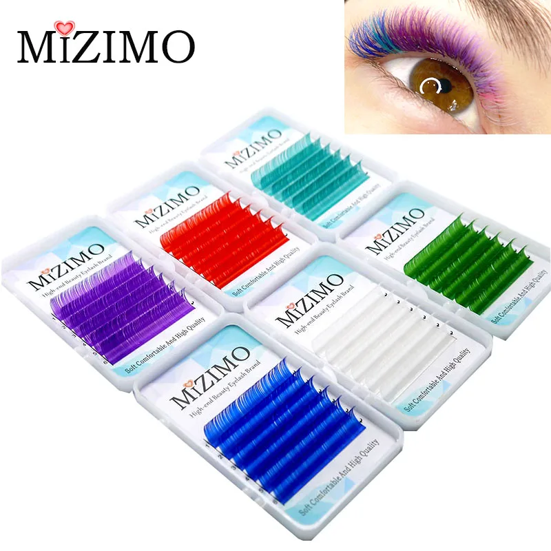 MIZIMO New Color Eyelashes 0.07 / 0.1mm8-17mm White Blue Green Purple Pink Red Natural Soft Personality Eyelash Extension