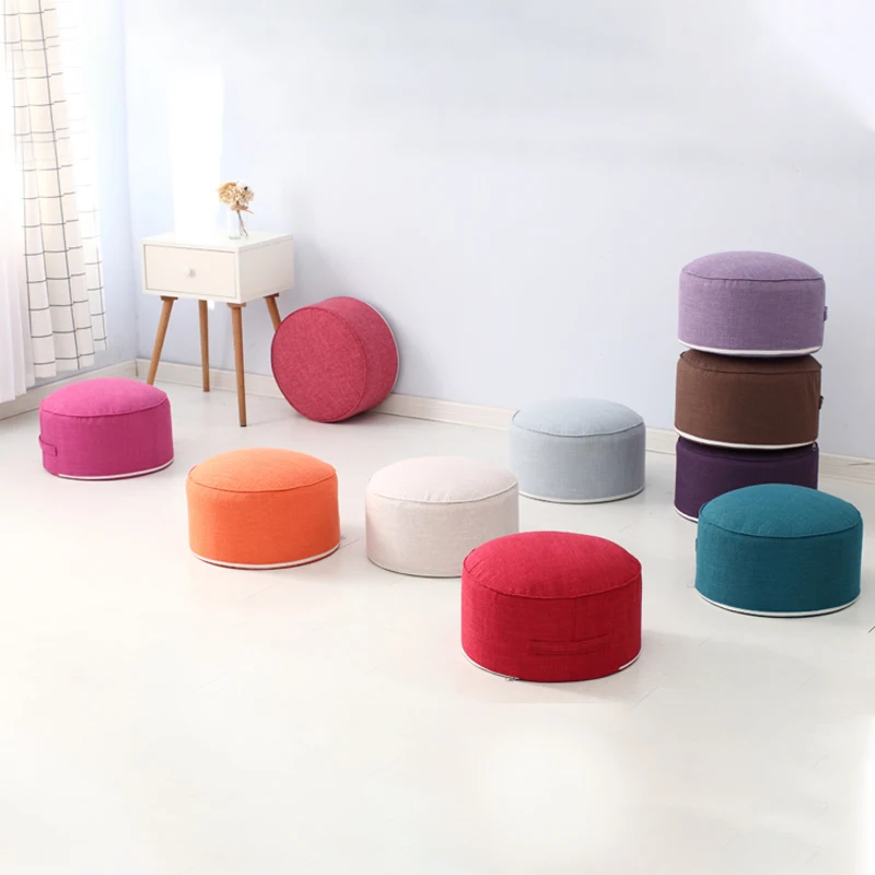 Cerimônia de chá piso puffs com recheios algodão linho tatami footstool otomano engrossar meditação almofada yoga almofada redonda futon