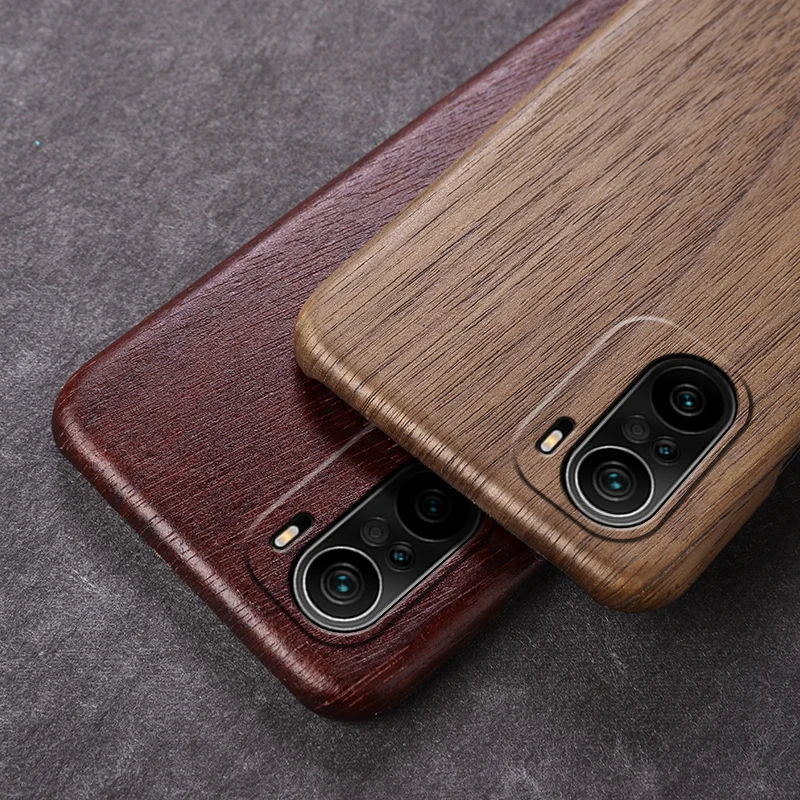 For Xiaomi POCO F3 Redmi K40/ K40 Pro walnut Wood Rosewood Real wooden Hard Back Case Cover