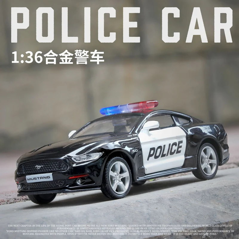 

1/36 Scale Ford Mustang Police Car Diecast Alloy Pull Back Car Collectable Toy Gifts Child