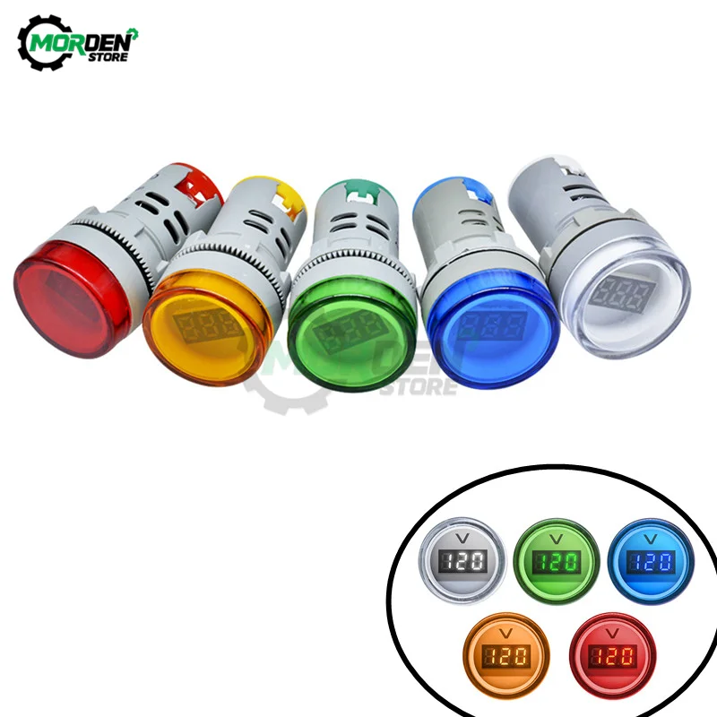 Mini Digital Voltmeter Voltimetro AC 60-500V 22mm LED Volt Meter Tester Detector Monitor Red Green Blue