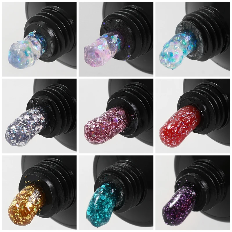 PINPAI 15ml Glitter Poly Nail Gel UV LED Builder Acrylic Gel for Nail Art Poly Extension Gel Polygels With Sequins Manicure Tool