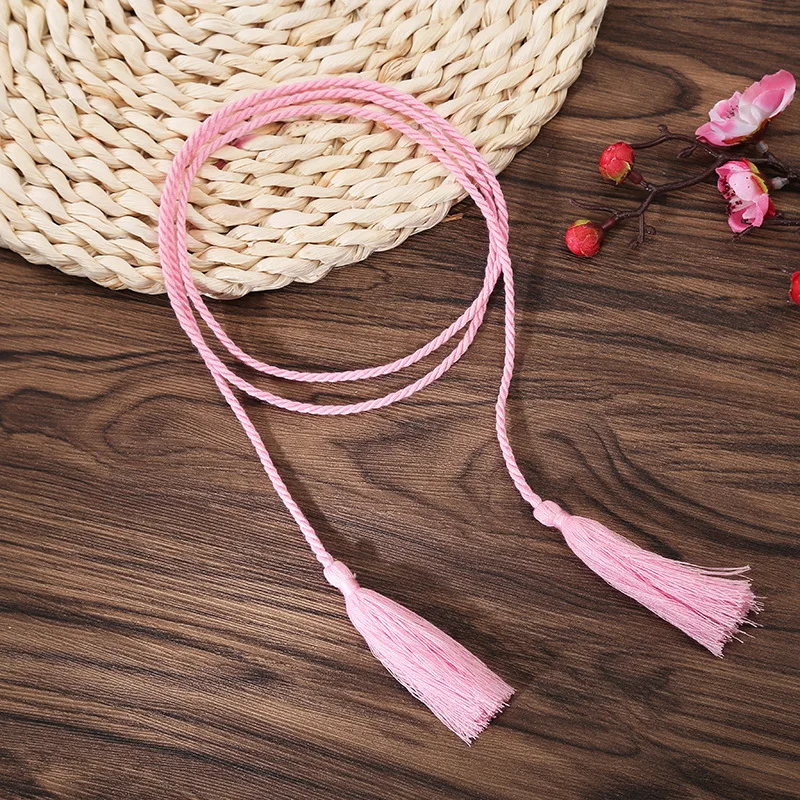 5 sztuk 80cm kolor podwójne koniec długie frędzle wykończenia DIY Craft instrukcja tkane lina biodrowa kurtyna Bind liny wykończenie z frędzlami