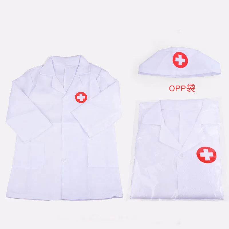 Nurse Uniform Halloween Kids Doctor Costume Children Kindergarten Performance Cosplay Hospital Coat with Cap