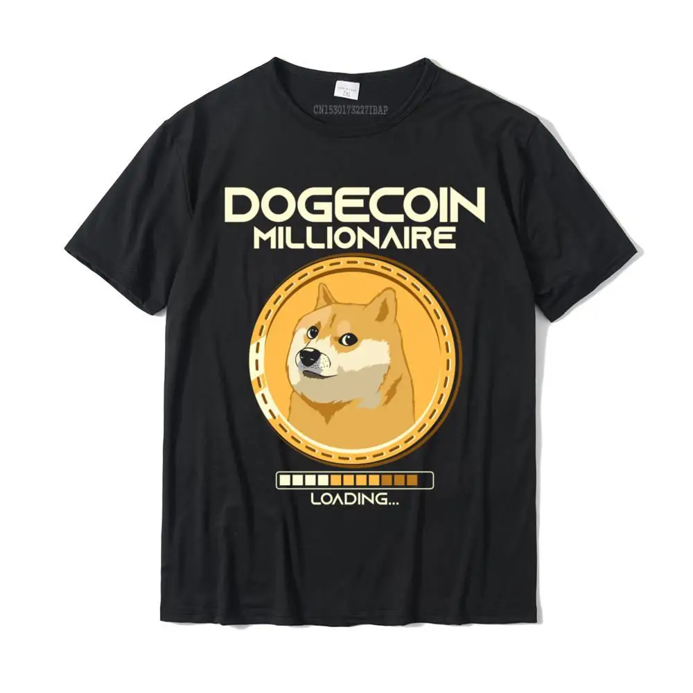 Dogecoin Millionaire Loading Funny Crypto Cryptocurrency Camisas Xmas Fitness Tight Tshirts Funky Cotton Men Tees Hip Hop